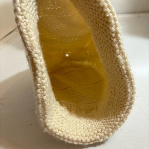 Vintage hand-knit cream coloured baggy dread hippie boho winter toque beanie hat - Picture 7 of 9